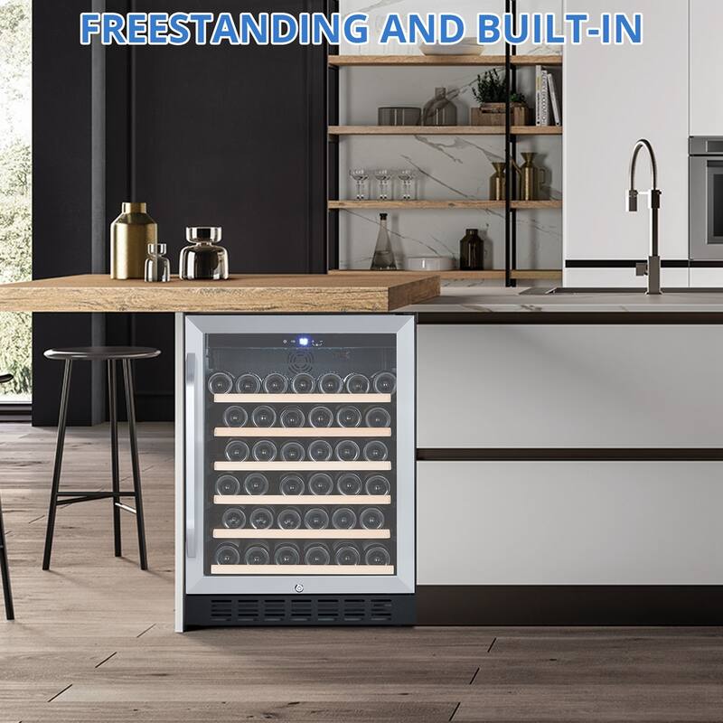 22.5"D Compressor Wine Refrigerator Cooler with 46-bottle Capacity