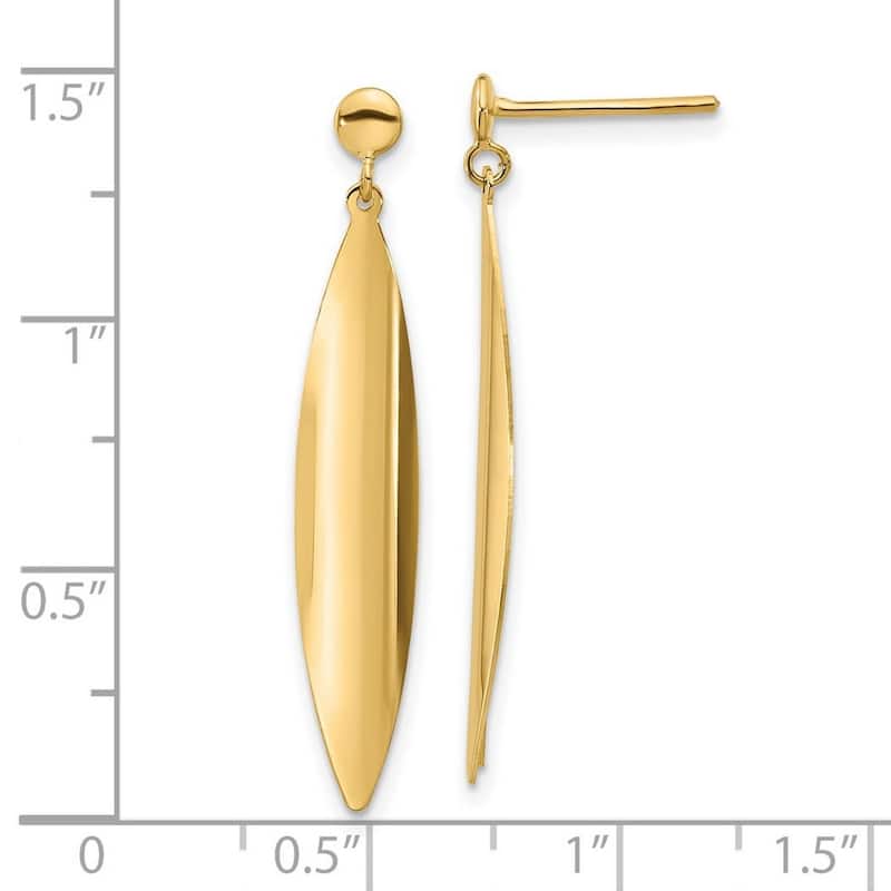 Curata 14k Yellow Gold 36x6.36mm Polished Disc Dangle Post Earrings