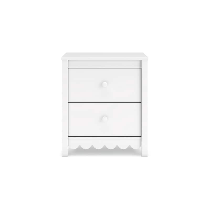 Kally Nightstand, 2 Drawers, Modern Matte White Wood Finish, 24 Inch