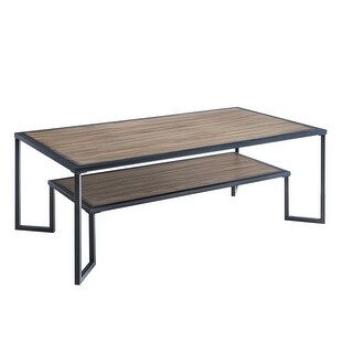 Dual Tier Coffee Table with 2-Tier Wood Storage Shelf - Bed Bath ...
