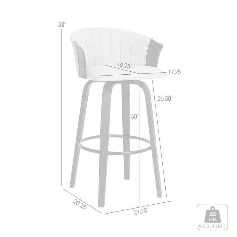 Diana Upholstered Wood Bar or Counter Height Swivel Stool