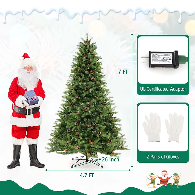 7 FT Pre-Lit Christmas Tree with Quick Power Connector Timer