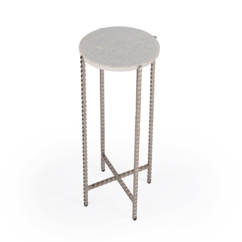 Nigella Granite Cross Legs Side Table - White