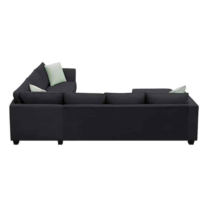 L Shape Sectional Sofa Couches 7 Seats with Ottoman and 3 Pillows