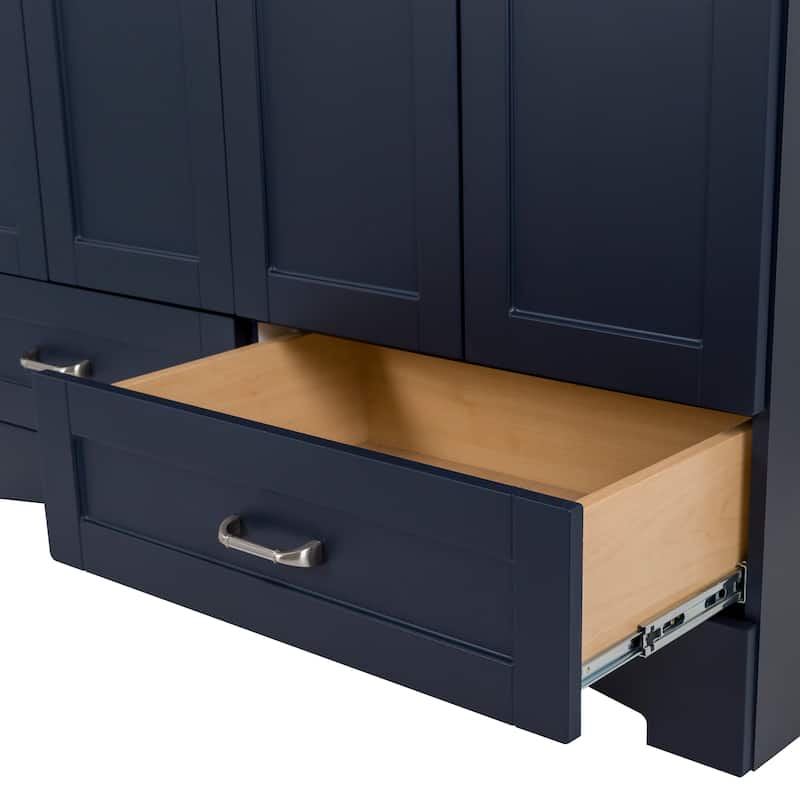 Spring Mill Cabinets Emlyn 48.5" Bathroom Vanity With Shelves, Drawers, and White Sink Top