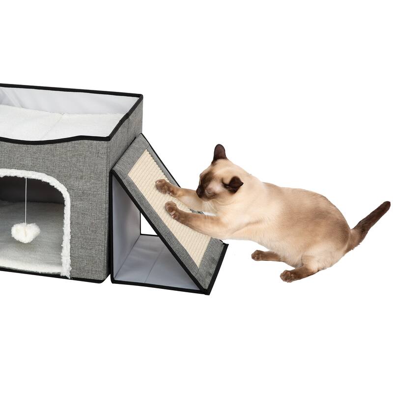 Foldaway Cat Condo & Play Center W/ Interactive Hanging Ball for Kittens up to 7lbs