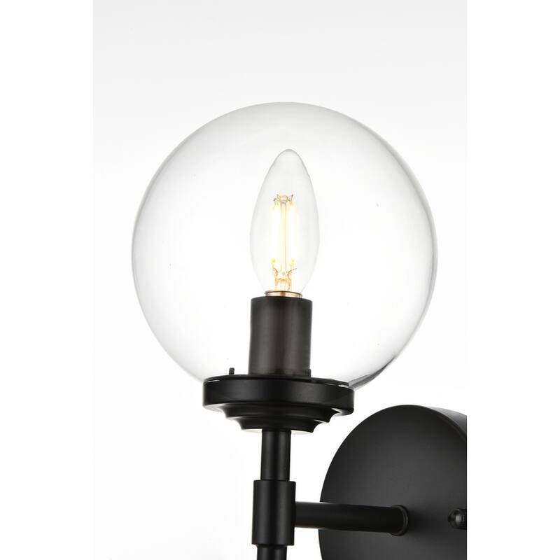 Inzo 1 Light Black and Clear Bath Sconce
