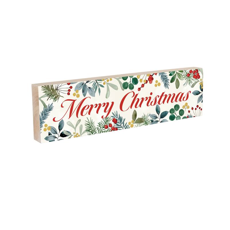 Festive Foliage Mantel Sign - "Merry Christmas" - 18" x 5" - Multicolor