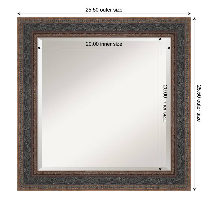 Attic Aged Beveled Wood Framed Wall Mirror - 26 x 26 in - Attic Aged Bronze
