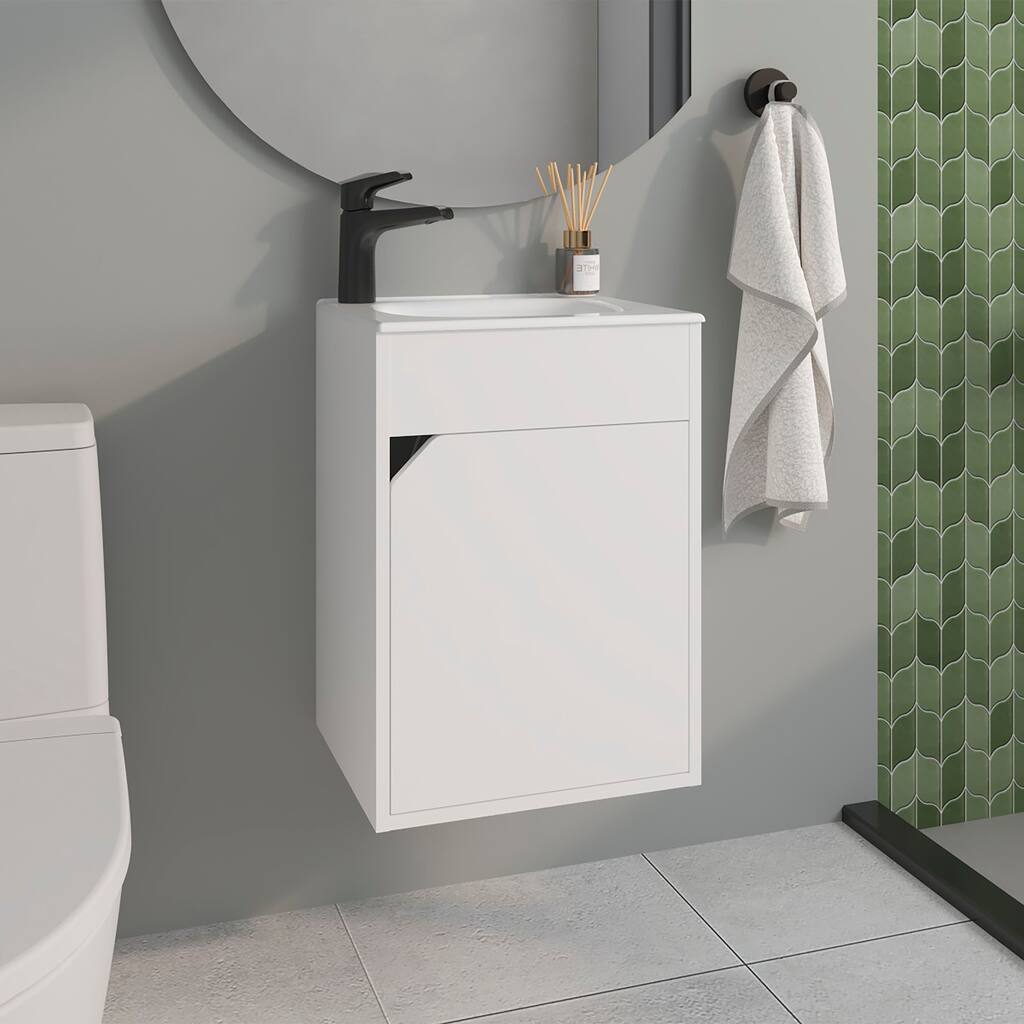 Bathroom Vanity with Clean and minimalist design, 1 Door with durable engineered wood,Easy to assemble