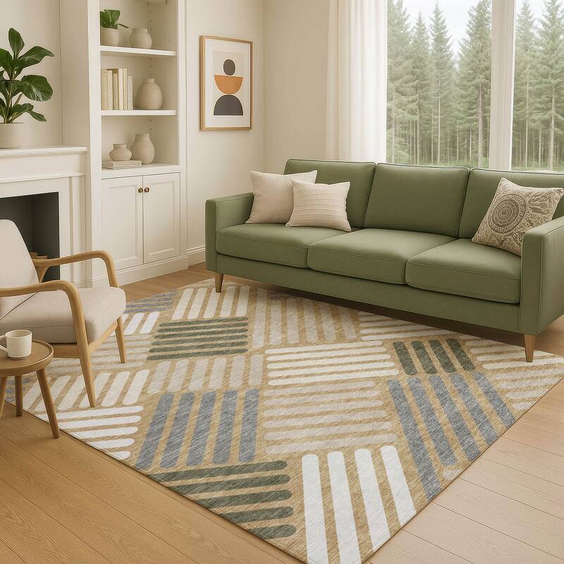 Machine Washable Indoor/ Outdoor Modern Weave Chantille Rug