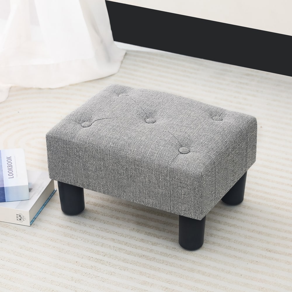 Adeco Button Tufted Foot Stool Rectangular Small Ottoman