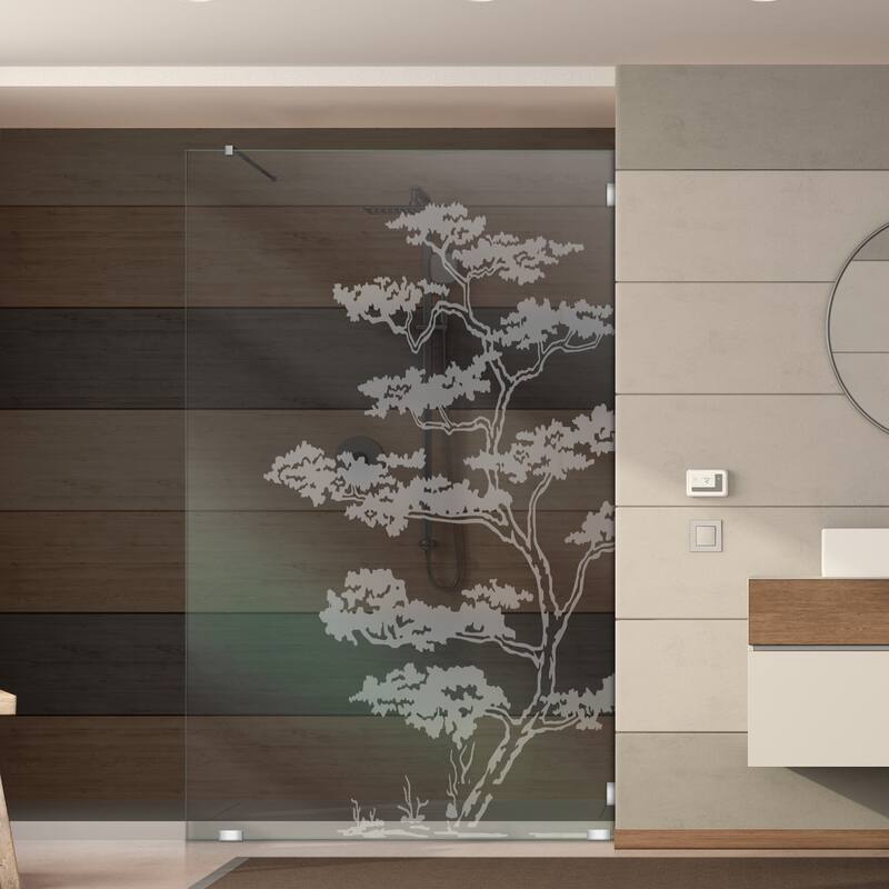 Frameless Fixed Shower Glass Panel - 24"x75"-Left - Non-Private
