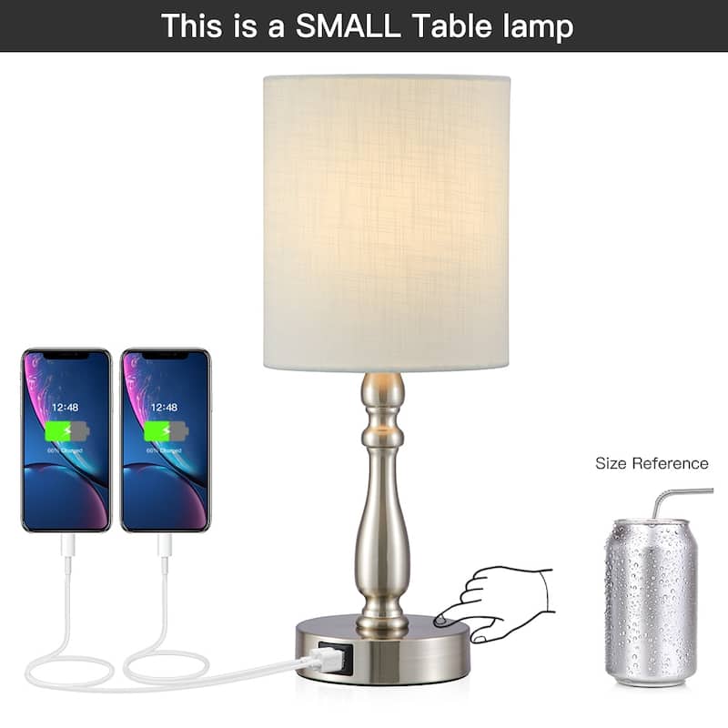 3-Way Dimmable Touch Control Small Table Lamp with USB Port