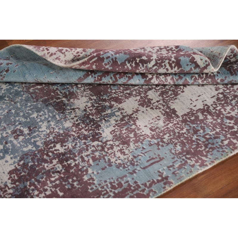 Modern Indian Abstract Rug Hand-Knotted Wool Carpet - 4'0"x 5'9"