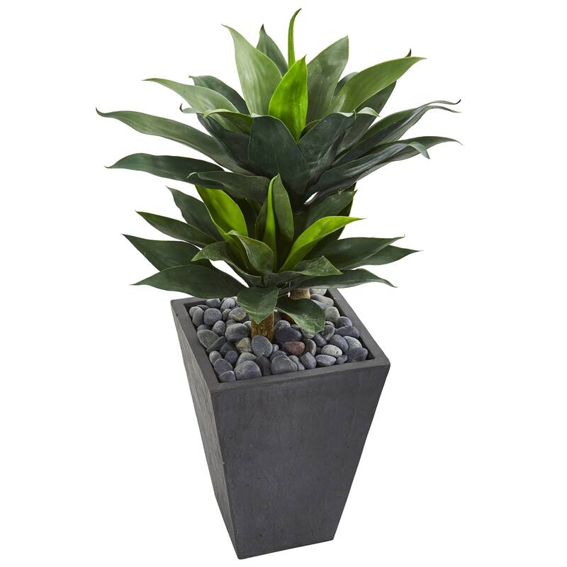 Large Artificial Plant 58In Real Touch Indoor Outdoor Decor Sandstone Planter - Green - 37