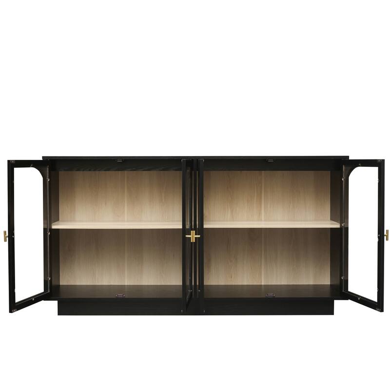 Display Cabinet Storage Cabinet Buffet Sideboard with Acrylic Door & Adjustable Shelves, Black Display Case TV Console Table