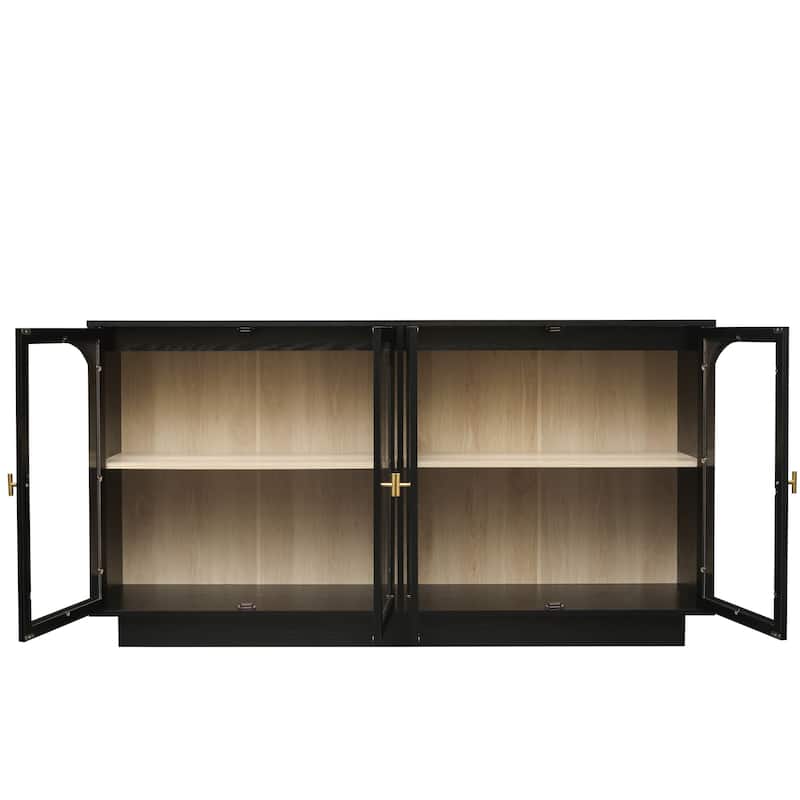 Roomfitters Modern Storage Cabinet with Acrylic Doors, Buffet Sideboard Display Cabinet, Black