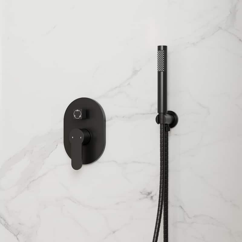 GRANDJOY Dual Shower Heads with Handheld Spray 10" Rainfall Wall Mount Shower Faucet Set