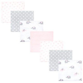 Hudson Baby Infant Girl Cotton Flannel Receiving Blankets Bundle, Pink Gray Elephant, One Size - Pink Gray Elephant - One Size