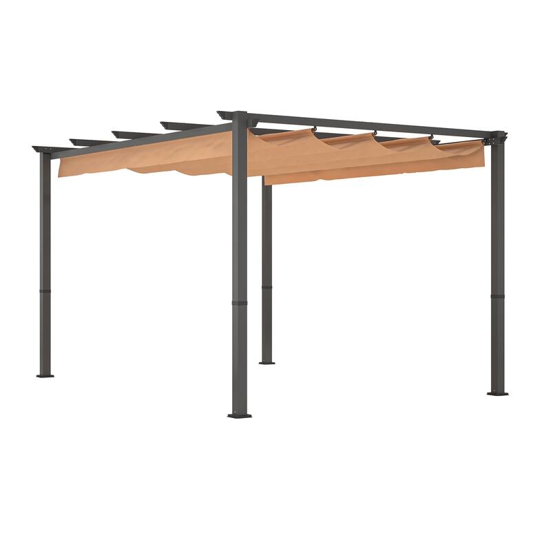 GDFStudio - Isabella Outdoor Aluminum Pergola with Retractable Canopy Shelter