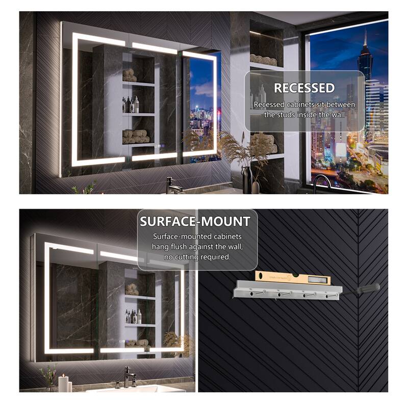 Modland 48"-72"W x 36"H Lighted Bathroom Medicine Cabinet with Backlit & Frontlit Modes,Anti-Fog