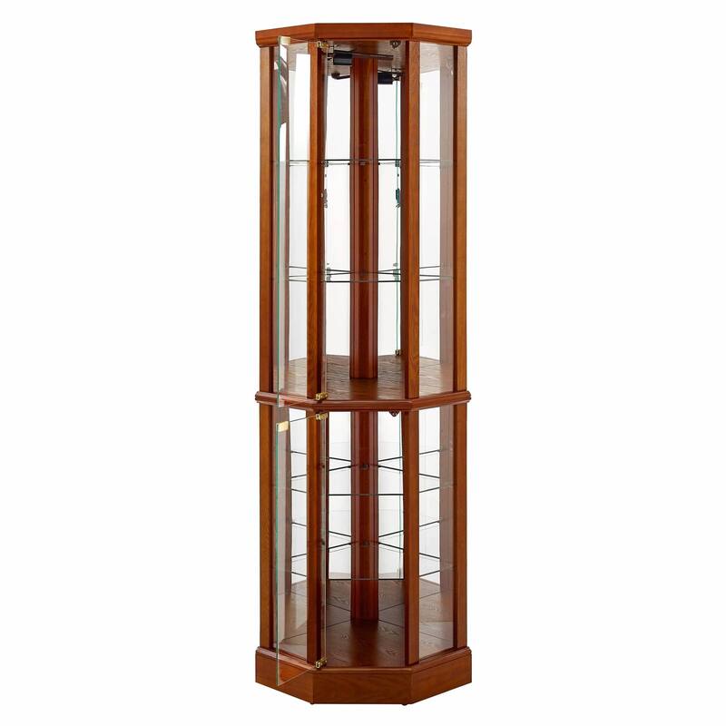 6-Shelf Lighted Corner Curio Cabinet