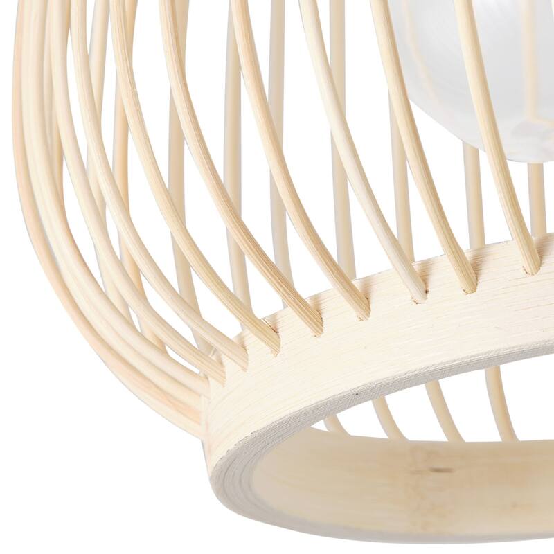 Farmhouse Brushed Gold Metal 1-Light Rattan Flush Mount Ceiling Light for Bedroom Kitchen Hallway