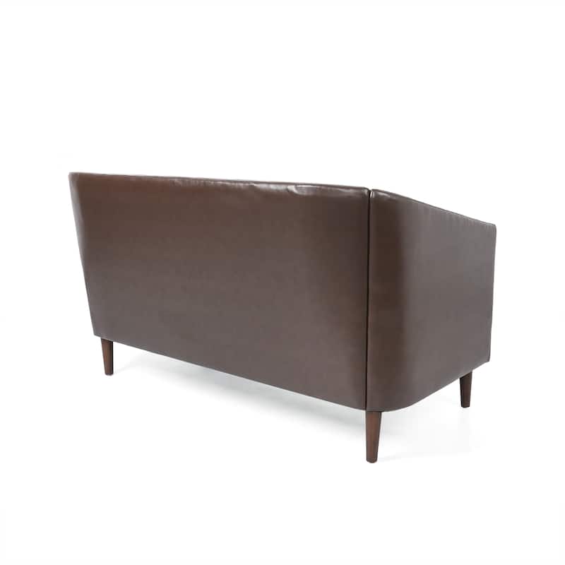 Cantrell Contemporary Faux Leather Tufted Loveseat by Christopher Knight Home