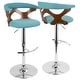preview thumbnail 89 of 141, Carson Carrington Viby Adjustable Bar Stool with Rounded T Footrest (Set of 2) Teal Fabric/Walnut/Chrome Metal