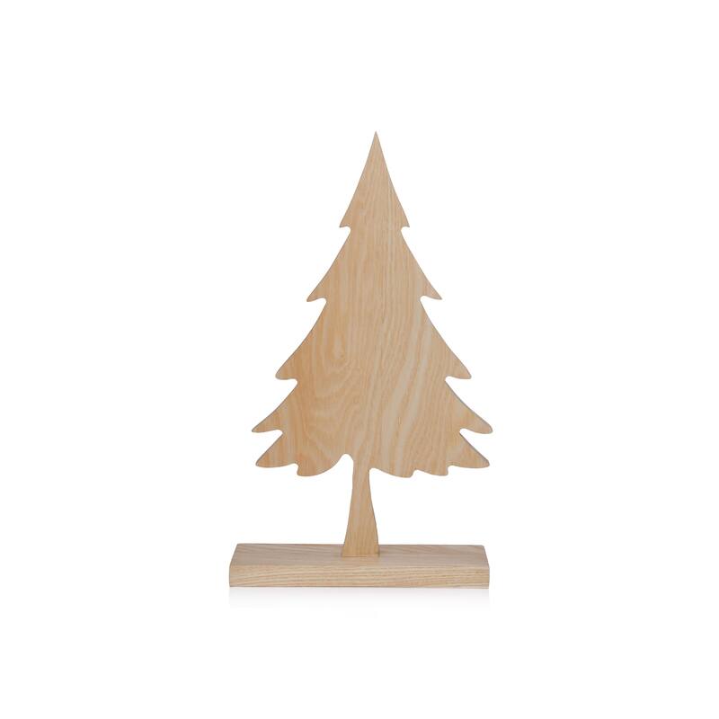 Natural Ash Wood Silhouette Christmas Tree on Base - 12.75"