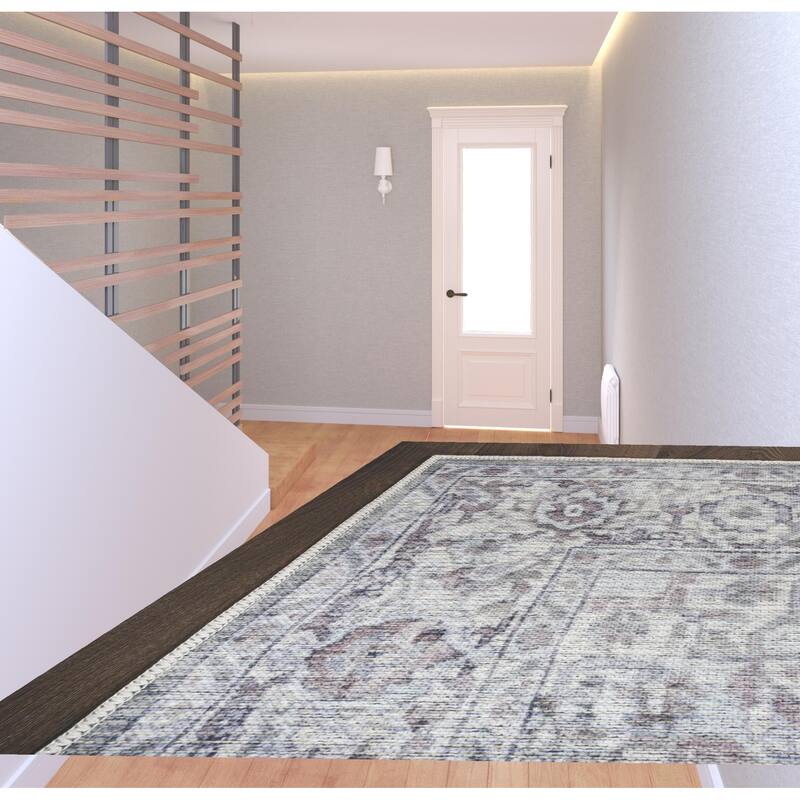 Nurim Power Loomed Distressed Floral Area Rug By HomeRoots - 8' Runner