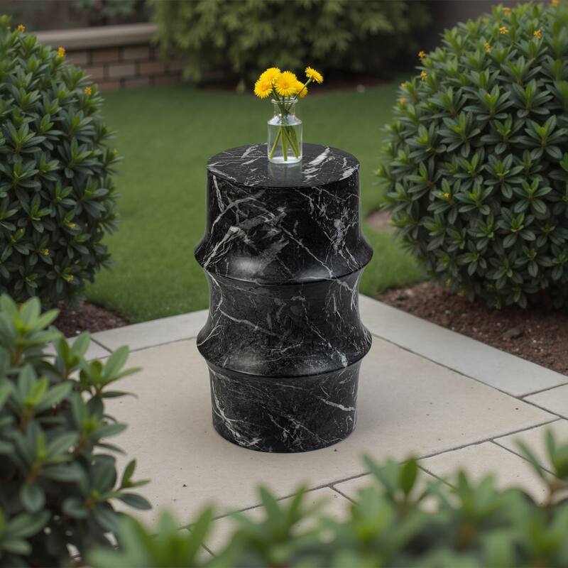 Grover Outdoor Faux Stone Sculptural Side Table