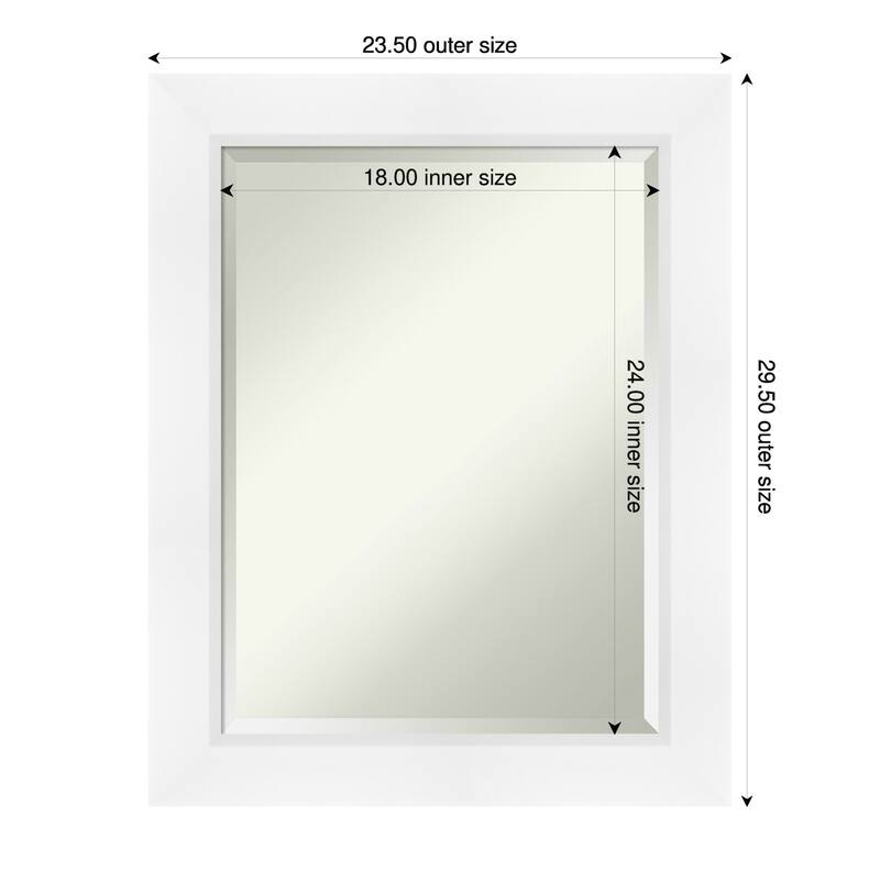 Sloped Beveled Framed Bathroom Vanity Wall Mirror - 24 x 30 in - Sloped White