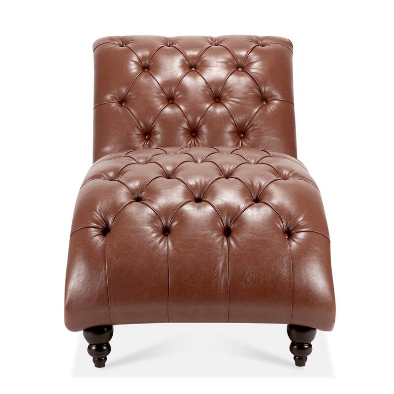 Modern 27.17" Upholstered Buttons Tufted Chaise Lounge Chair with Solid Wood Frame and Nailheads