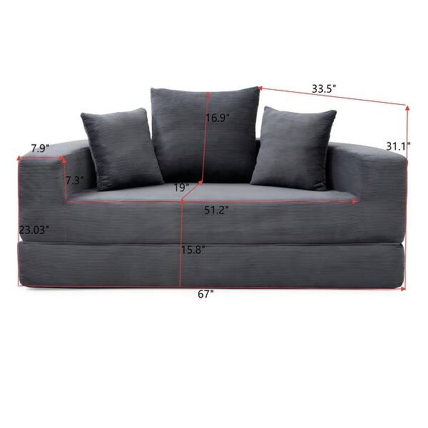 dimension image slide 1 of 7, Convertible Sofa Bed, Multi-Functional Futon Lounge Sofa