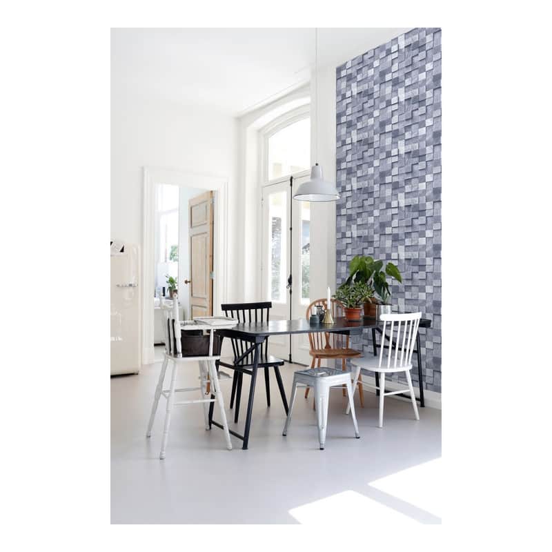 ESTA Home Tevye Blue Wood Geometric Wallpaper - 20.5 x 396 x 0.025