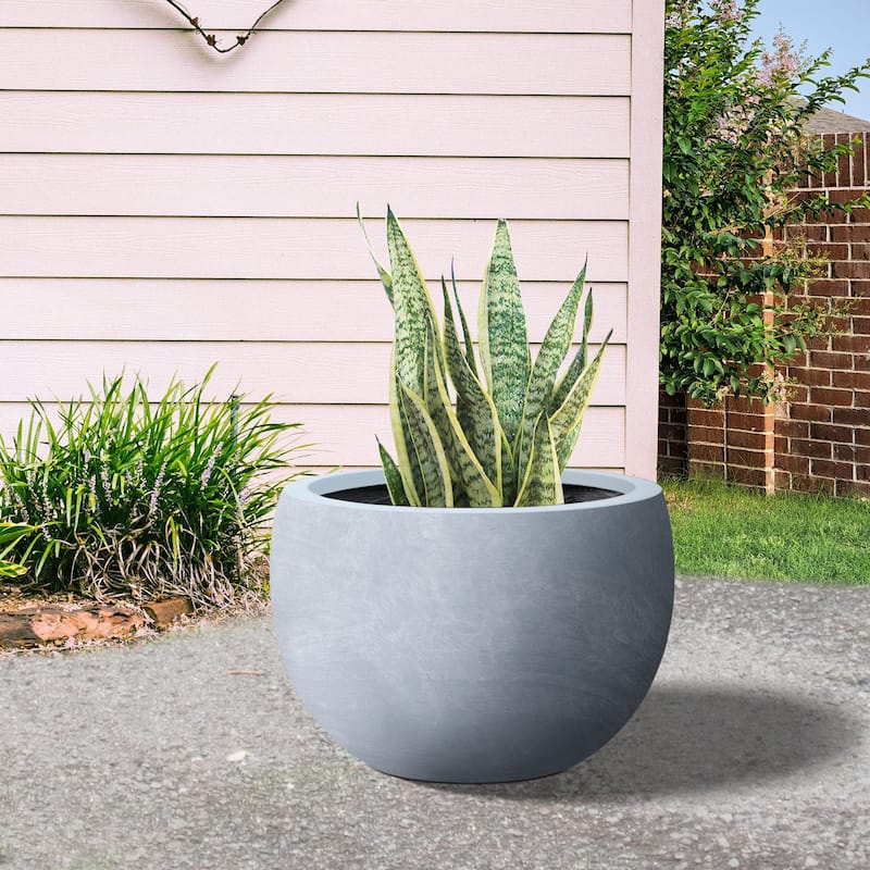 Durx-litecrete Lightweight Concrete Bowl Cement Color Planter-Medium - 15.7'x15.7'x10.2'