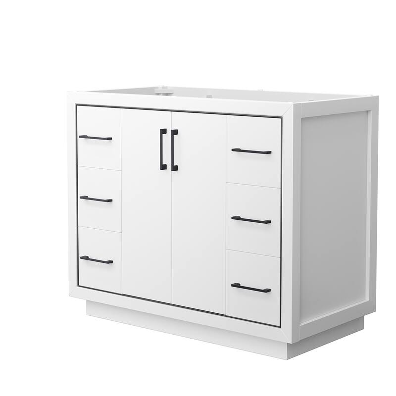Wyndham Collection WCF1111-42S-CX-MXX Icon 42" Single Free Standing - White / Matte Black Hardware