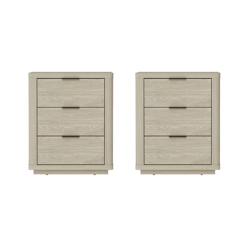 Manhattan Comfort Evelyn 3 Drawer Modern Nightstand Set of 2