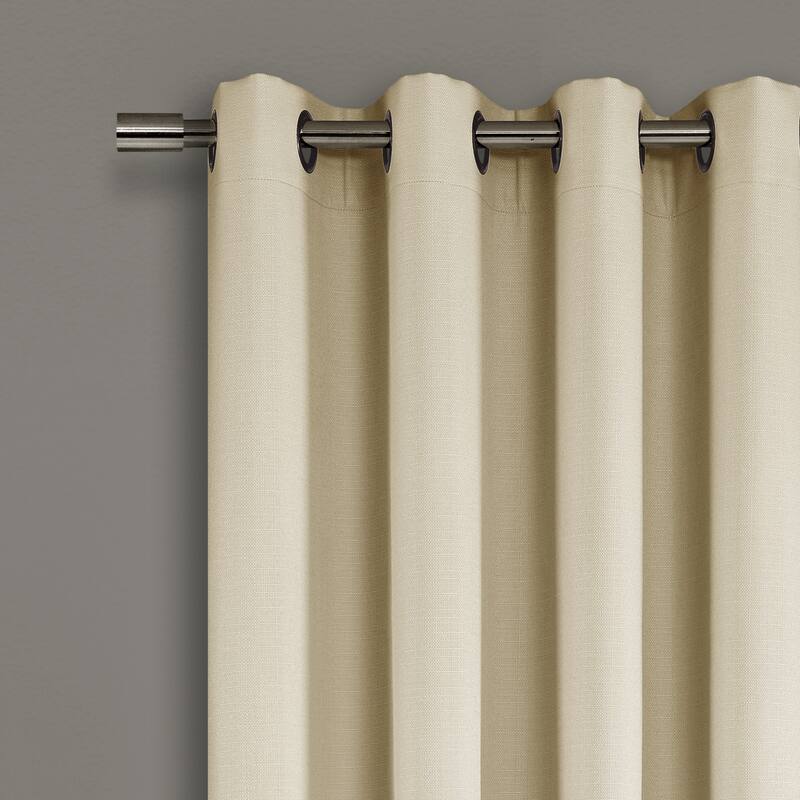 Porch & Den Limpus Faux Linen Grommet Top Blackout Curtain Panel