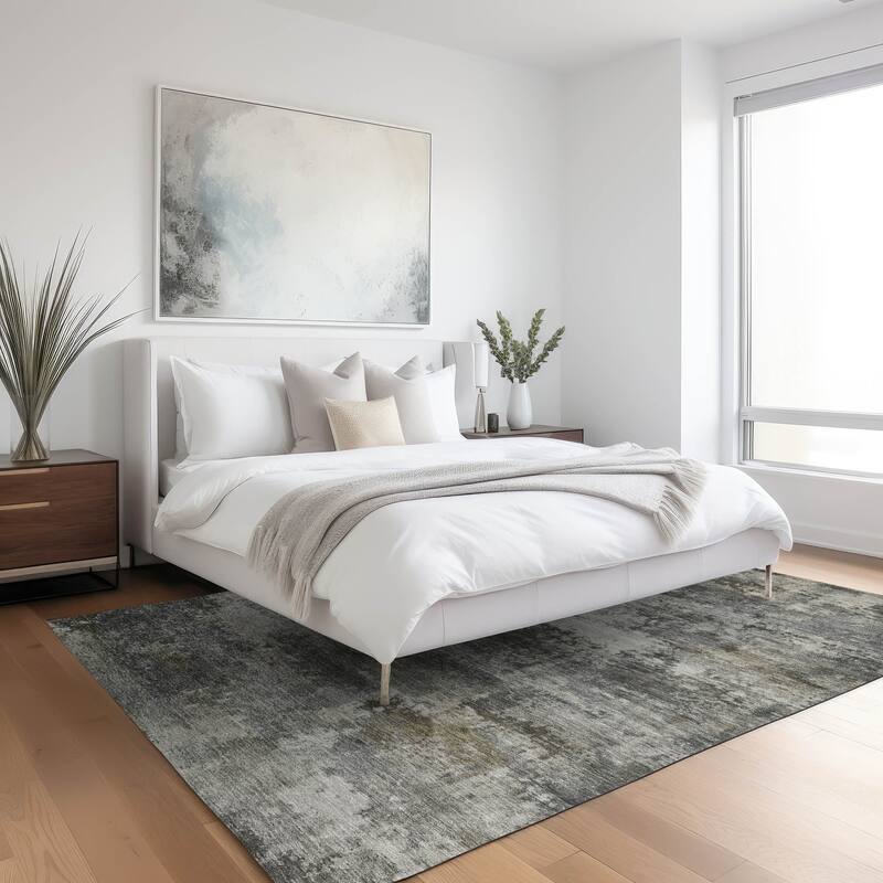 Machine Washable Indoor/ Outdoor Modern Blend Chantille Rug