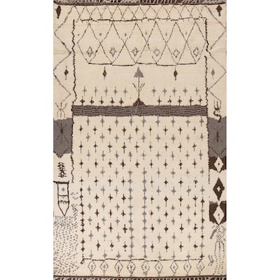 Tribal Geometric Oriental Moroccan Wool Area Rug Hand-knotted Carpet - 8'1" x 10'10"