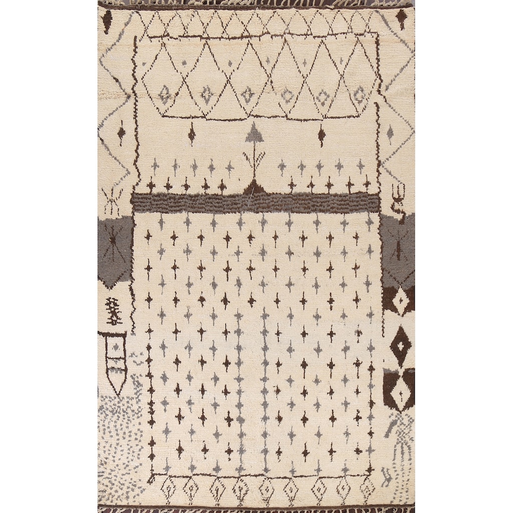 Tribal Geometric Oriental Moroccan Wool Area Rug Hand-knotted Carpet - 8'1" x 10'10"