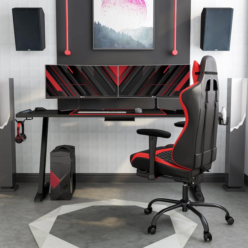 Hendrix Modern Black 67-inch Steel Computer Desk with USB by Furniture of America