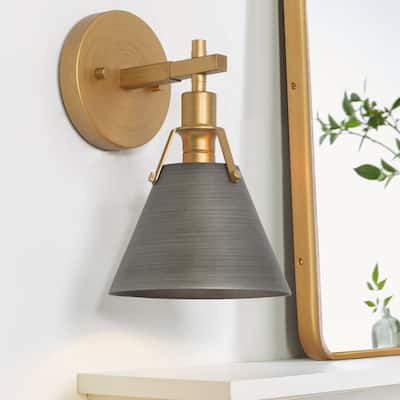 Modern 1-Light Single Wall Sconce Silver Metal Shade for Kithcen
