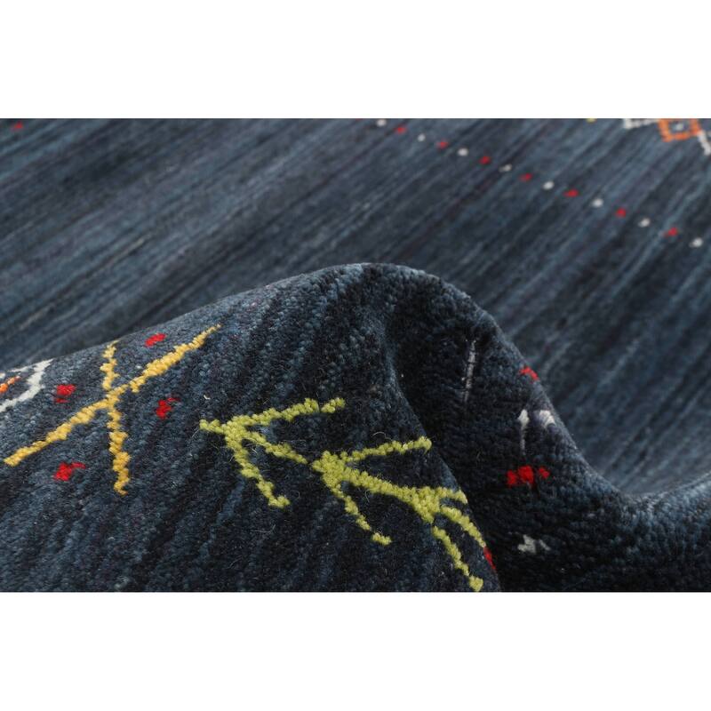 ECARPETGALLERY Hand Loomed Kashkuli Gabbeh Dark Navy Wool Rug - 3'1 x 4'8