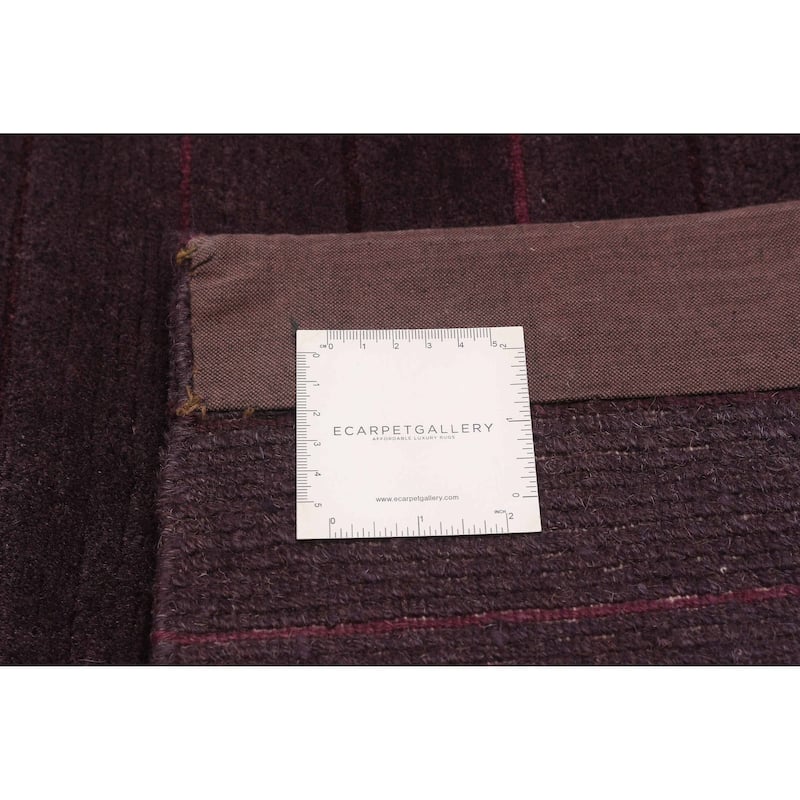 ECARPETGALLERY Hand-knotted Opulence Dark Purple Silk, Wool Rug - 6'2 x 6'7