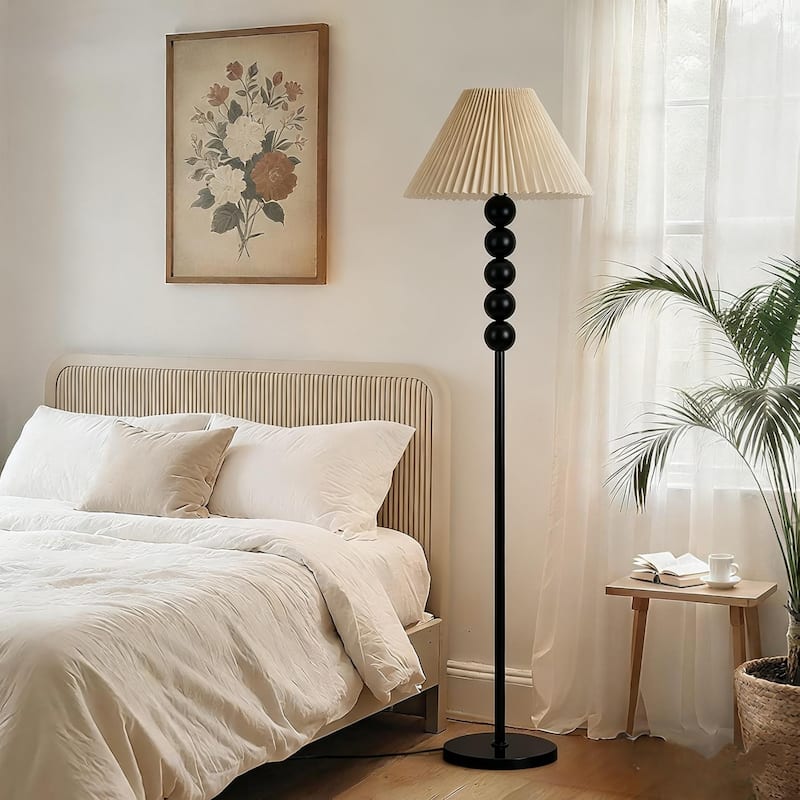 5 Bead Floor Lamp with Pleated Shade - 65 inch - 65 inch