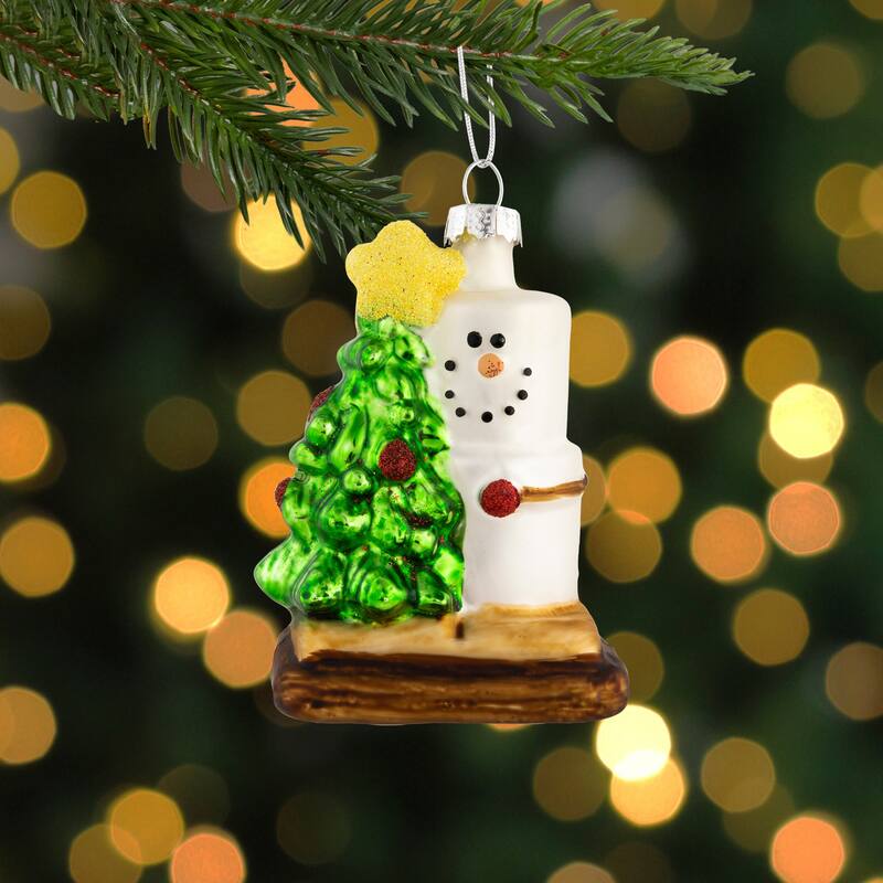 Smore with Tree Glass Christmas Ornament - 3.25"